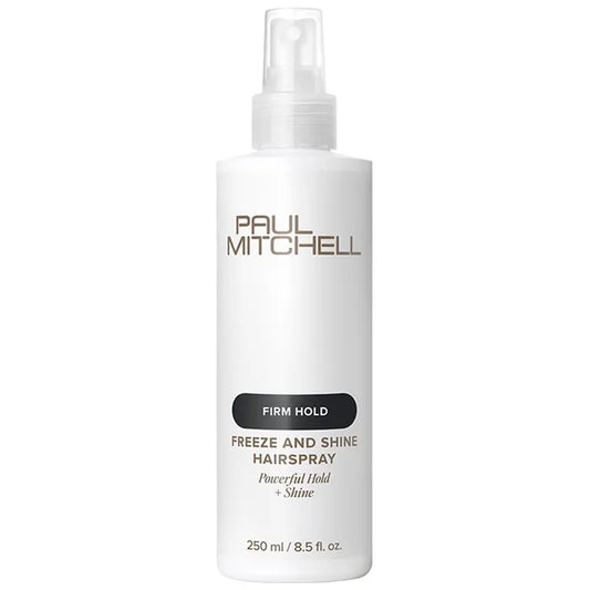 Paul Mitchell Freeze and Shine Hairspray Firm Hold Haarspray für starken Halt und Glanz, weiße Flasche freigestellt – Paul Mitchell