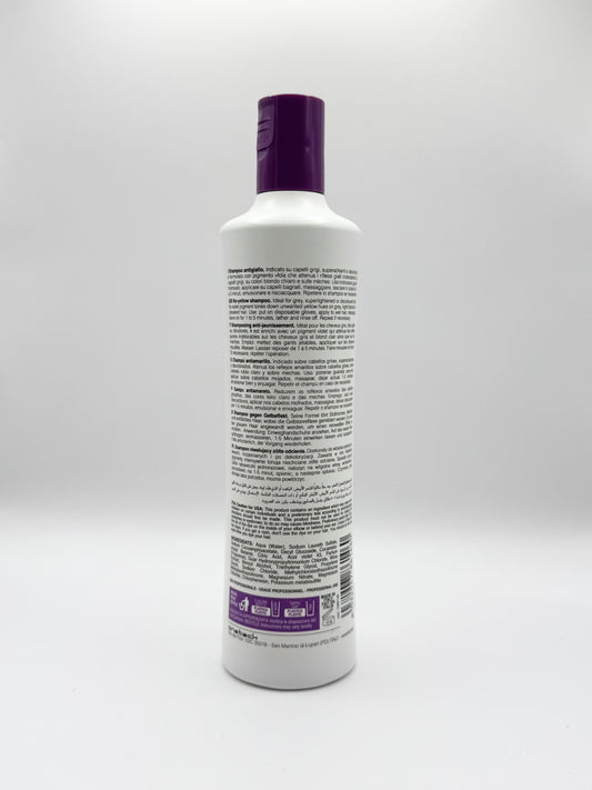 Fanola No Yellow Shampoo Care vegan 350 ml – violett pigmentiertes Silbershampoo gegen Gelbstich für blondiertes, graues und weißes Haar