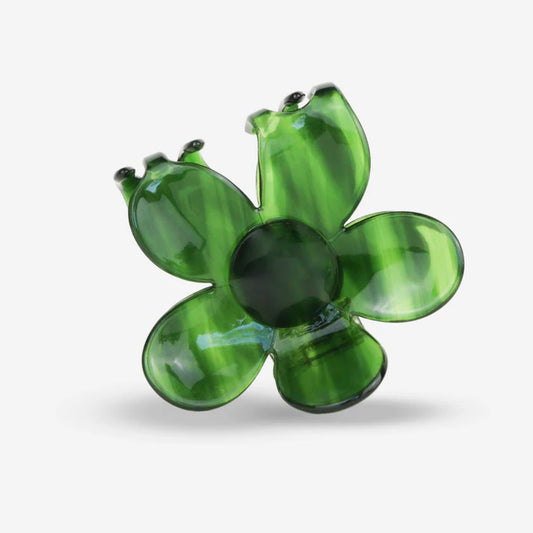 Große Haarklammer in Blumenform aus Cellulose Acetat, Rückansicht mit abgerundeten Krallen, SASSTIE