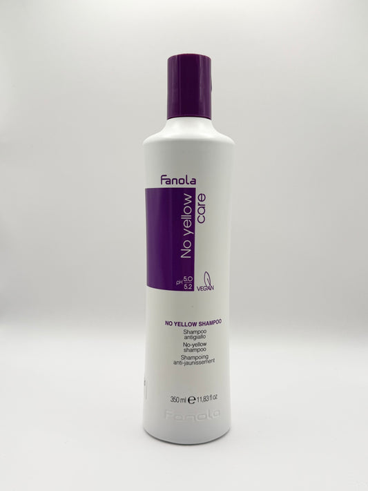 Fanola No Yellow Shampoo Care vegan 350 ml – violett pigmentiertes Silbershampoo gegen Gelbstich für blondiertes, graues und weißes Haar