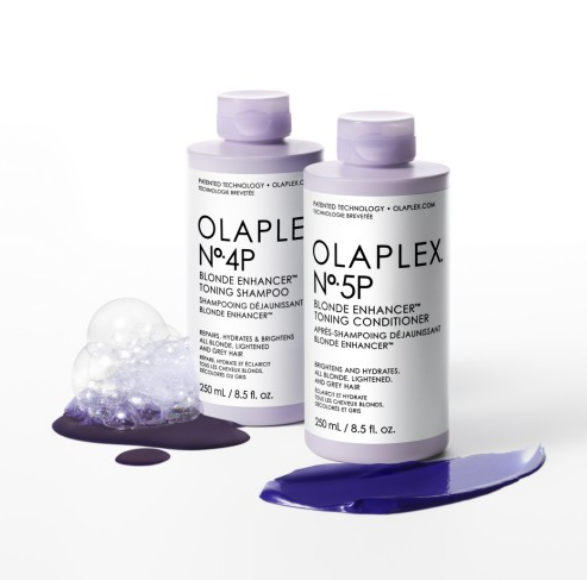 Olaplex No.4P Blonde Enhancer – violettes Shampoo gegen Gelbstich für blondes, silbernes & graues Haar