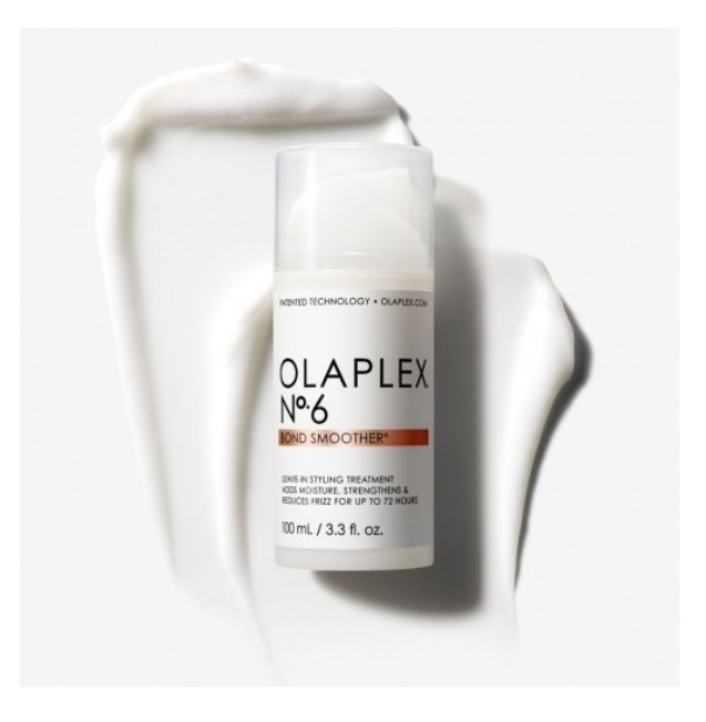 Olaplex No.6 Bond Smoother Leave-In Stylingcreme für geschädigtes Haar, weiße Tube auf hellem Hintergrund – Olaplex