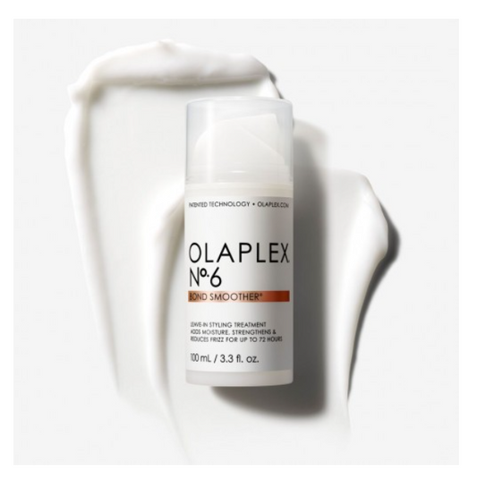 Olaplex No.6 Bond Smoother Leave-In Stylingcreme für geschädigtes Haar, weiße Tube auf hellem Hintergrund – Olaplex