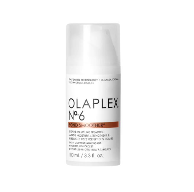 Olaplex No.6 Bond Smoother Leave-In Stylingcreme für geschädigtes Haar, weiße Tube auf hellem Hintergrund – Olaplex