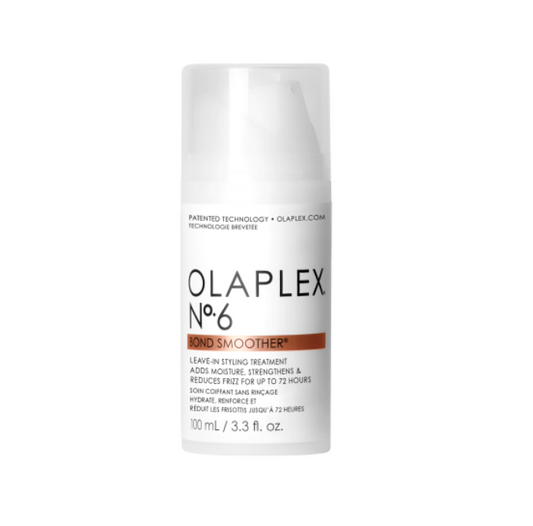 Olaplex No.6 Bond Smoother Leave-In Stylingcreme für geschädigtes Haar, weiße Tube auf hellem Hintergrund – Olaplex
