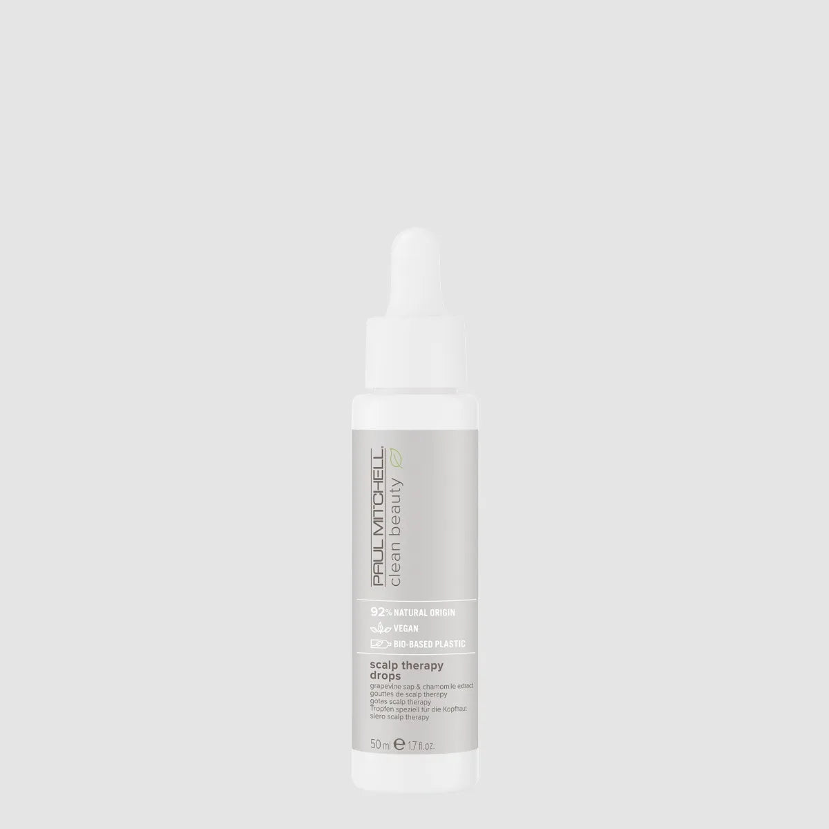 Kopfhautserum mit Weinrebensaft, Kamillenextrakt & Zink, transparente Produktflasche mit Pipette – Paul Mitchell Clean Beauty