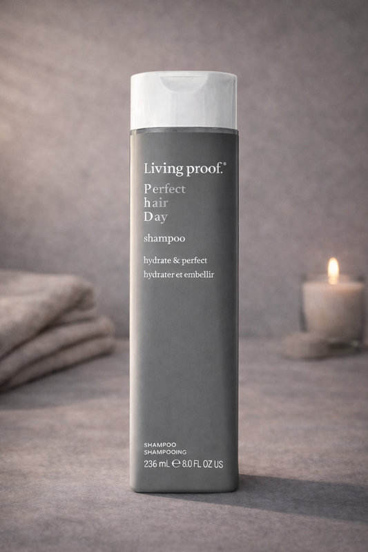 Living Proof Perfect Hair Day Shampoo dekorativer Hintergrund mit ruhiger Lichtstimmung – Living Proof