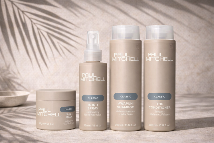 Classic Serie Haarpflege Set mit Shampoo Conditioner Spray und Maske im Licht und Schattenspiel – Paul Mitchell