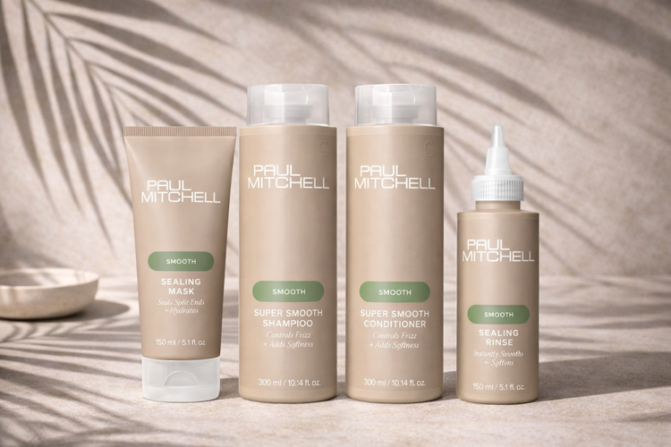 Smooth Serie Haarpflege Set mit Shampoo Conditioner Maske und Rinse im Licht und Schattenspiel – Paul Mitchell