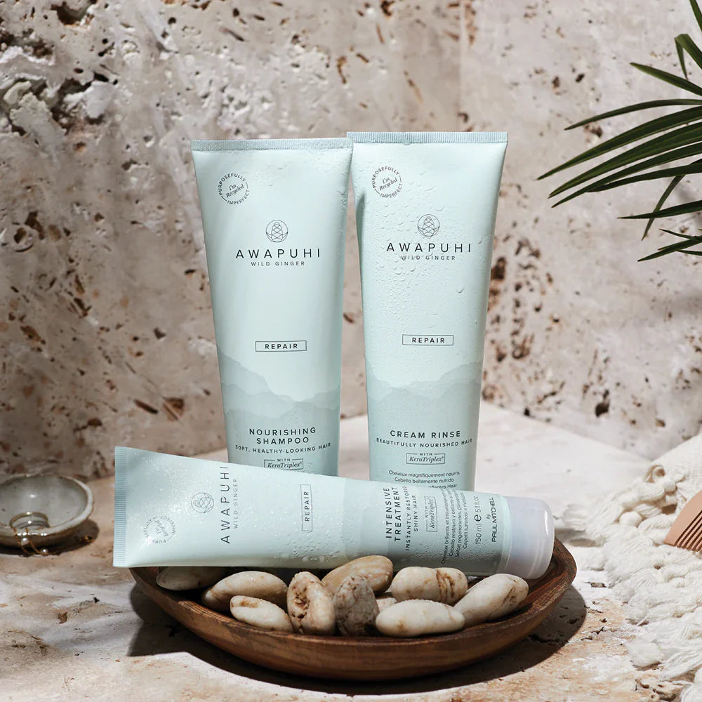 Awapuhi Wild Ginger Repair Pflegeprodukte von Paul Mitchell – Shampoo, Conditioner und Intensivkur für trockenes, geschädigtes Haar mit natürlichem Glanz und Feuchtigkeit.
