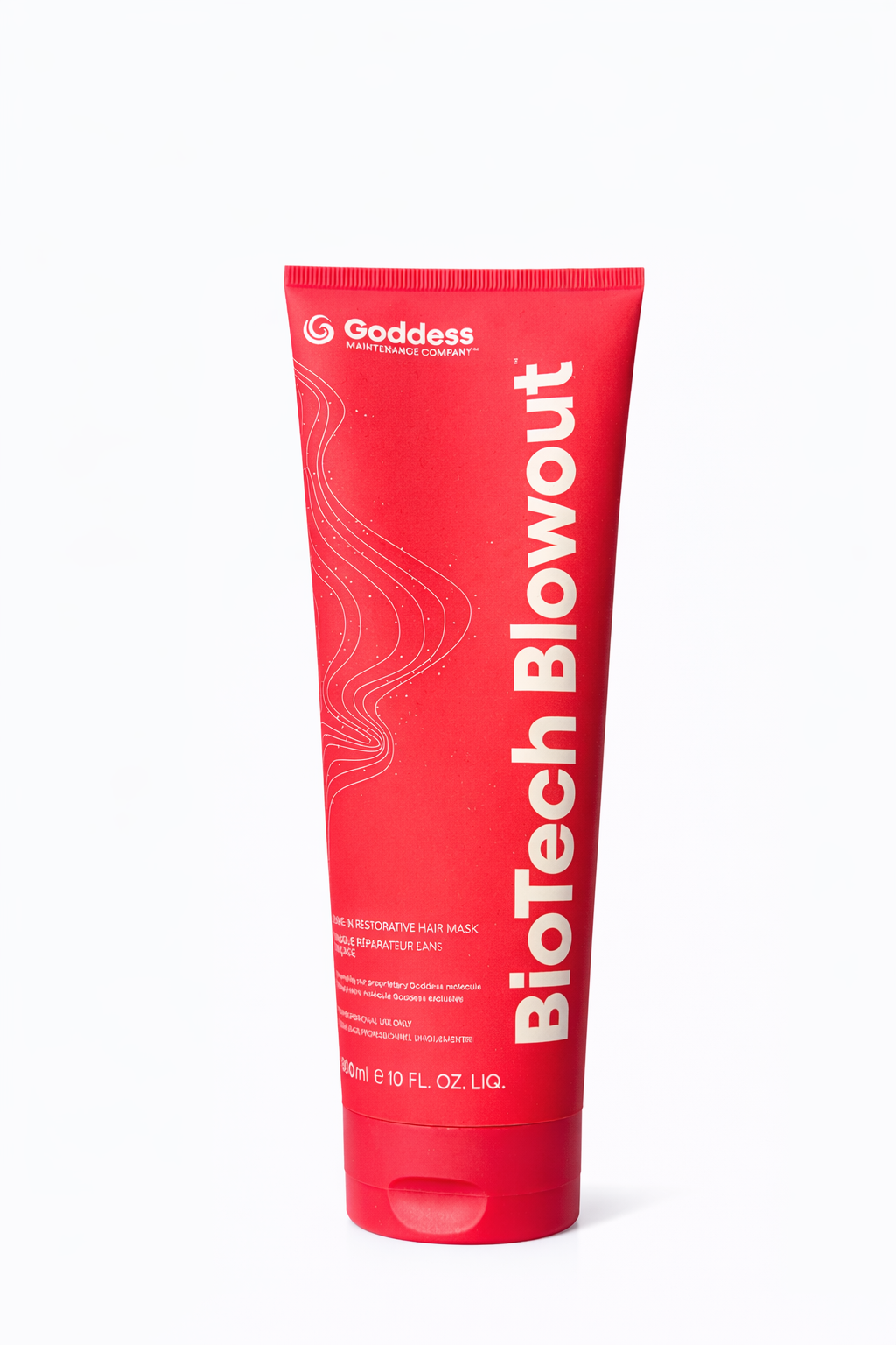 BioTech Blowout Leave in Maske rote Tube freigestellt vor weißem Hintergrund für Styling und Reparatur – Goddess