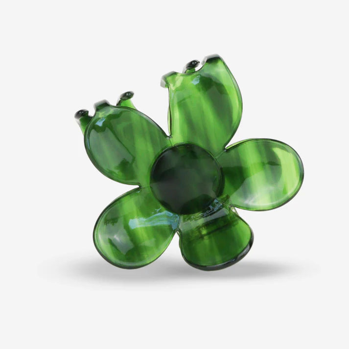 Große Haarklammer in Blumenform aus Cellulose Acetat, Rückansicht mit abgerundeten Krallen, SASSTIE