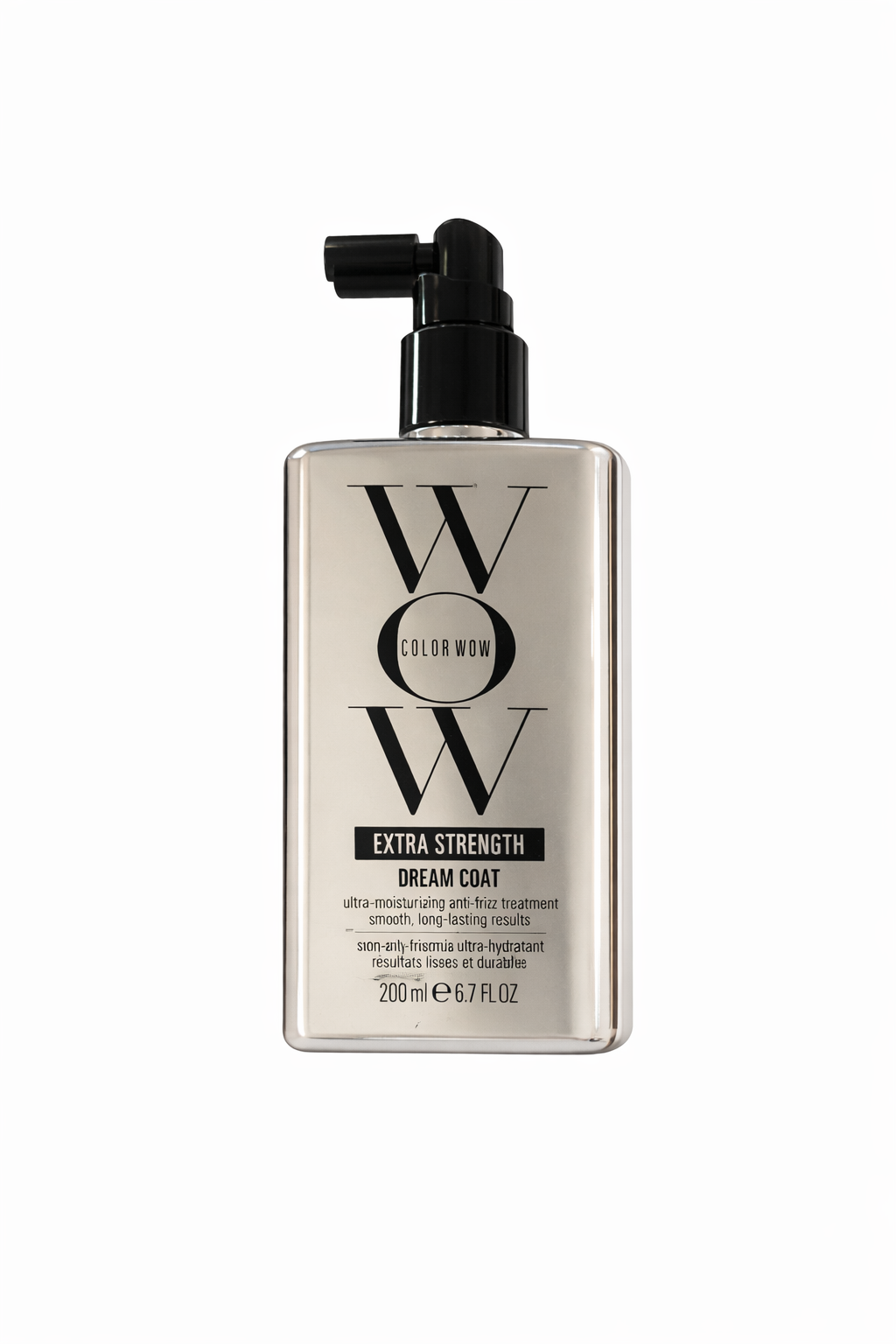 Color Wow Dream Coat Extra Strength Anti Frizz Spray mit Pumpspender auf weißem Hintergrund – Color Wow