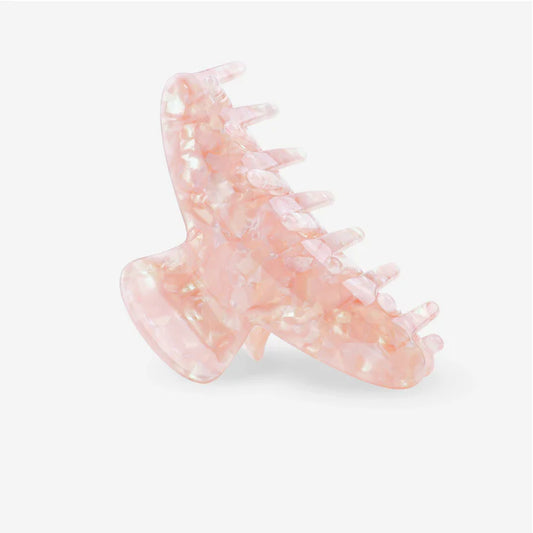 Haarklammer zartrosa aus Cellulose Acetat mit schimmernder Maserung, seitliche Ansicht mit abgerundeten Krallen, SASSTIE