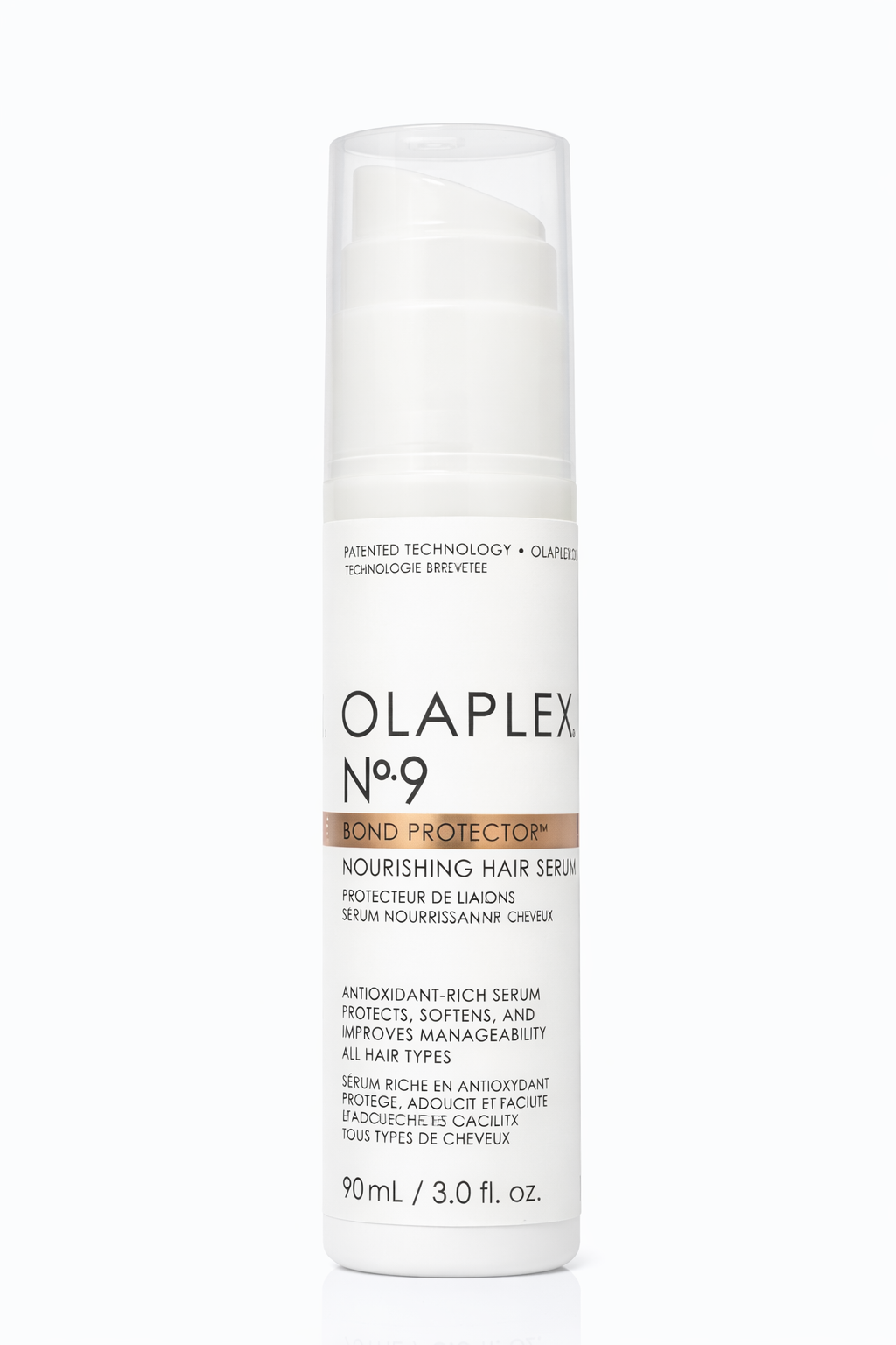 Olaplex No.9 Bond Protector Serum Flasche stehend auf weißem Hintergrund – Olaplex