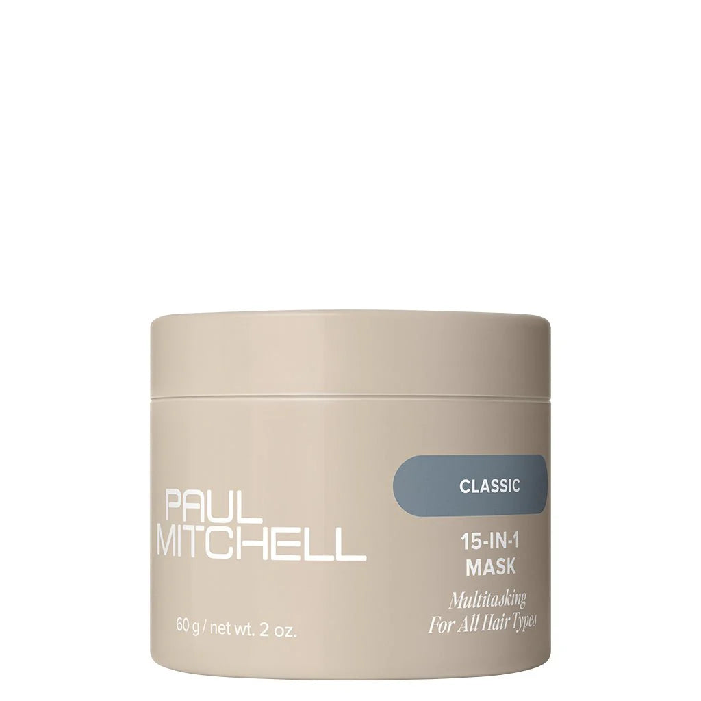 15 In 1 Maske 60g Haarpflege Multitasking Maske im beigen Tiegel vor weißem Hintergrund – Paul Mitchell
