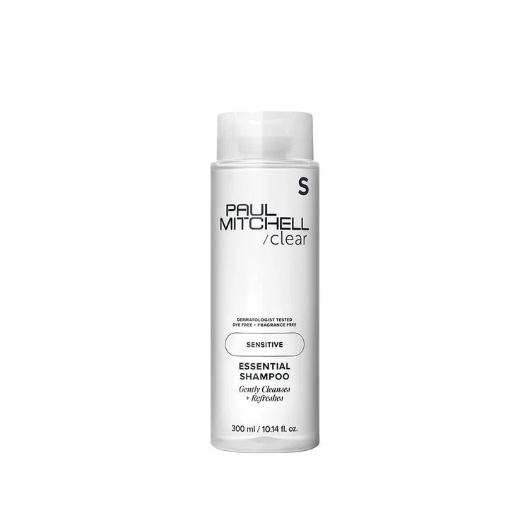 Paul Mitchell Clear Essential Shampoo sensitiv mildes Shampoo ohne Duftstoffe für empfindliche Kopfhaut, weiße Flasche freigestellt – Paul Mitchell