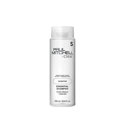 Paul Mitchell Clear Essential Shampoo sensitiv mildes Shampoo ohne Duftstoffe für empfindliche Kopfhaut, weiße Flasche freigestellt – Paul Mitchell