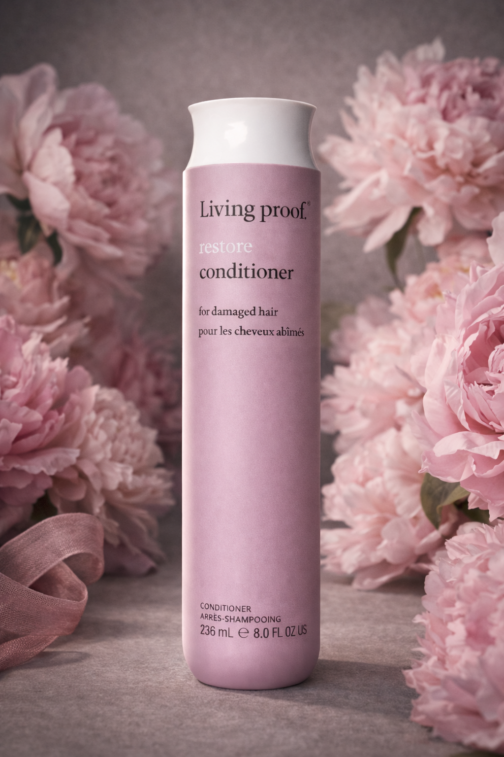 Living Proof Restore Conditioner dekorativer Salonhintergrund mit weichem Licht – Living Proof