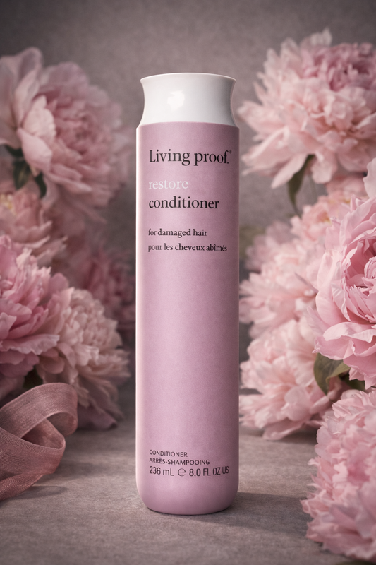 Living Proof Restore Conditioner dekorativer Salonhintergrund mit weichem Licht – Living Proof