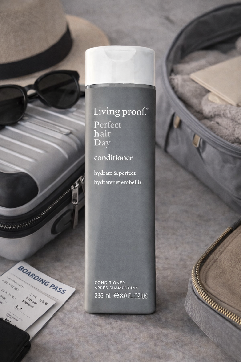 Living Proof Perfect Hair Day Conditioner im Reisemotiv mit softem Licht – Living Proof