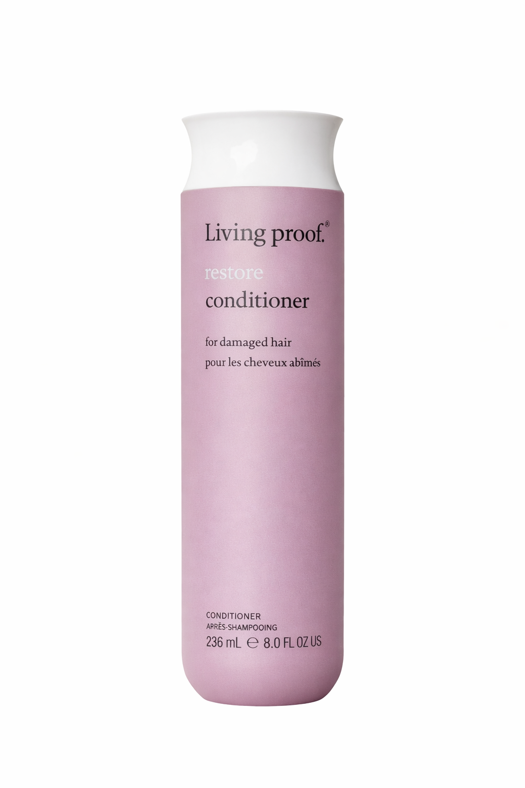Living Proof Restore Conditioner weißer Hintergrund, freigestellte Flasche frontal – Living Proof