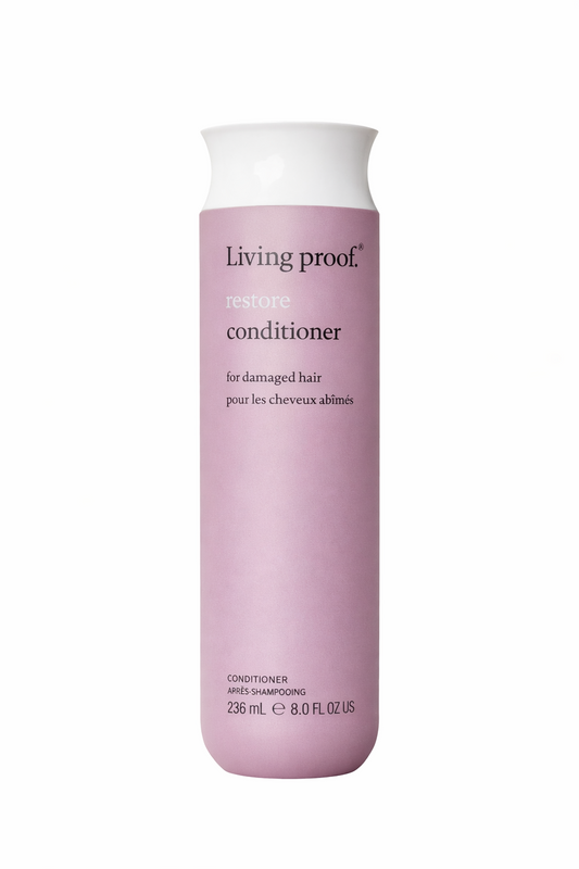 Living Proof Restore Conditioner weißer Hintergrund, freigestellte Flasche frontal – Living Proof