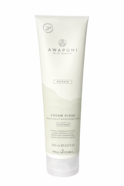Awapuhi Wild Ginger Repair Cream Rinse, pastellgrüne Conditioner Tube freigestellt auf weißem Hintergrund – Paul Mitchell