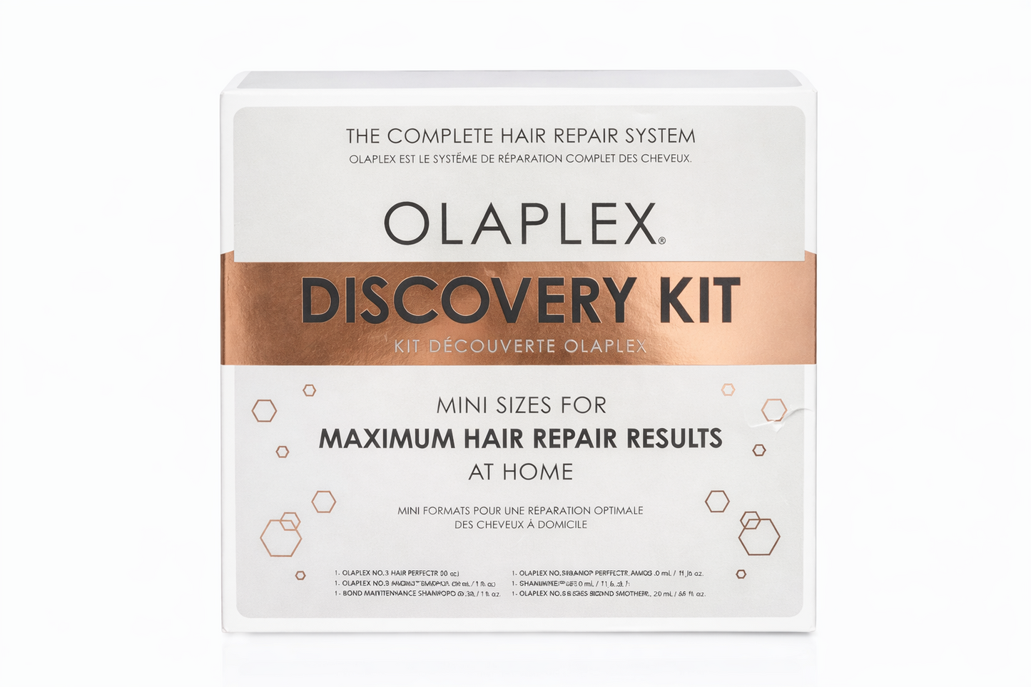 Olaplex Discovery Kit Geschenkbox frontal auf weißem Hintergrund – Olaplex