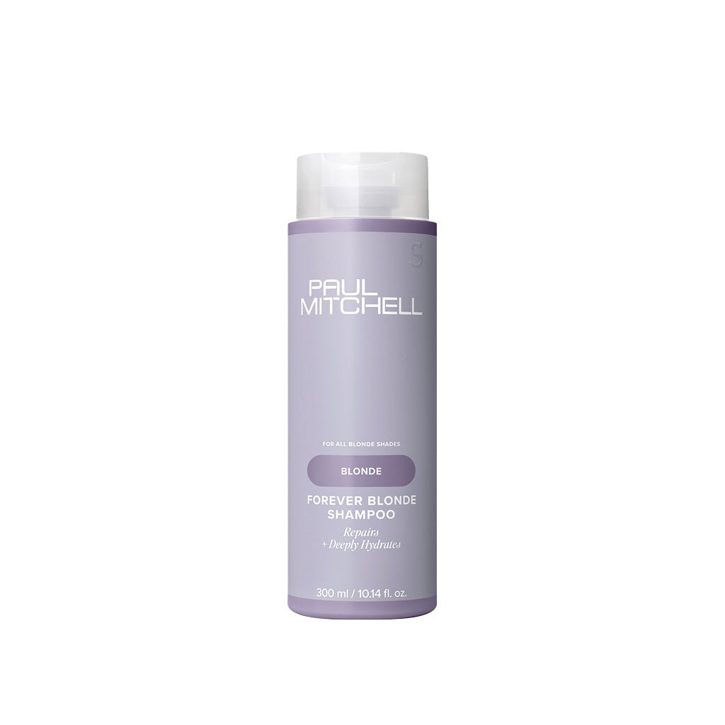 Paul Mitchell Forever Blonde Shampoo für blondiertes Haar, lila Shampoo Flasche freigestellt auf weißem Hintergrund – Paul Mitchell