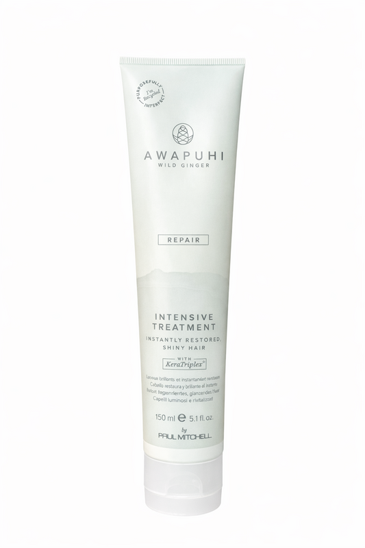 Awapuhi Wild Ginger Hydrate Hydrasoft Shampoo, pastellblaue Tube freigestellt auf weißem Hintergrund – Paul Mitchell