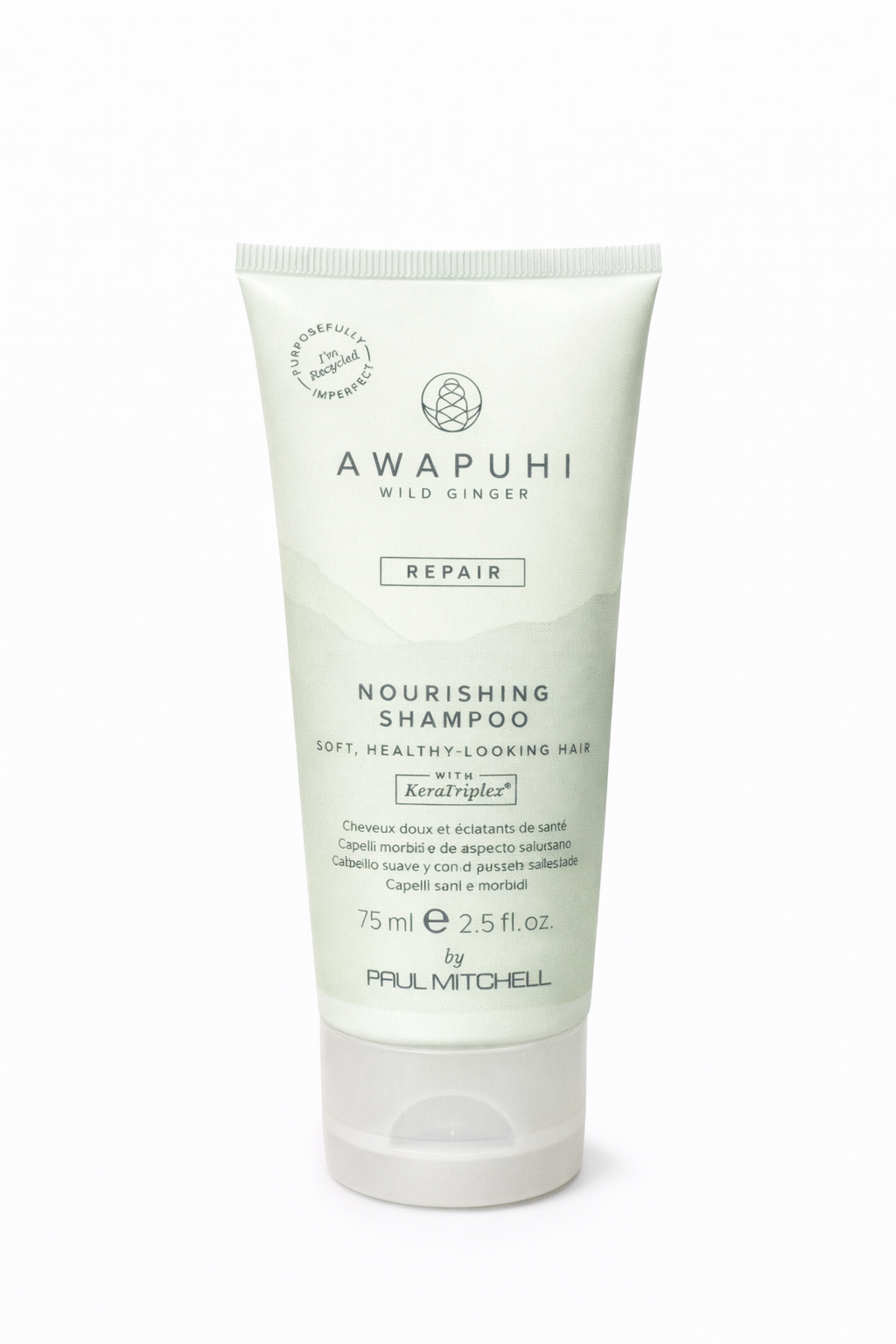 Awapuhi Repair Shampoo 75 ml, kleine Repair Shampoo Tube freigestellt auf weiß, Paul Mitchell