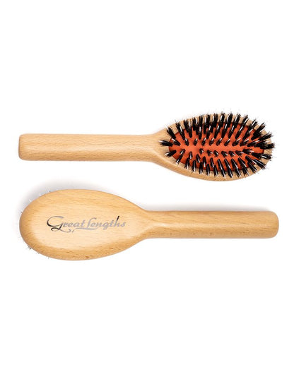 Retro Haarbürste aus Naturholz mit Wildschwein- und Nylonborsten für Extensions – Great Lengths