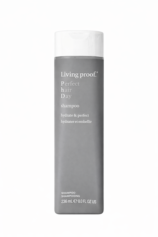 Living Proof Perfect Hair Day Shampoo weißer Hintergrund, freigestellte Produktflasche – Living Proof