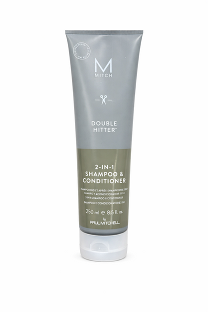 Mitch Double Hitter Shampoo Conditioner 2 in 1 graue Tube freigestellt auf weißem Hintergrund – Paul Mitchell
