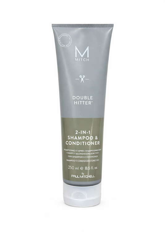 Mitch Double Hitter Shampoo Conditioner 2 in 1 graue Tube freigestellt auf weißem Hintergrund – Paul Mitchell